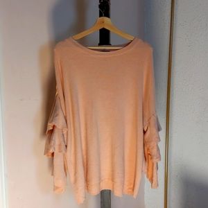 Olivia Sky Rose Pink Sweater Ruffled Sleeves